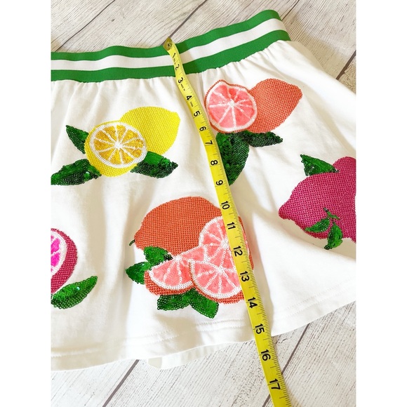 Queen of Sparkles fruit theme sequins mini skirt sz L - Picture 12 of 12